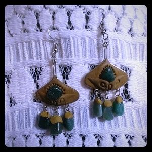 Unique Stone, Clay & Silver Arts & Crafts Earrings